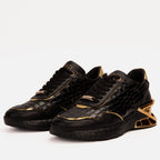 Vinci The Bellagio Black & Gold Leather Men Sneaker