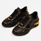 Vinci The Bellagio Black & Gold Leather Men Sneaker