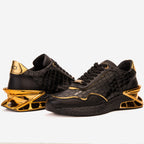 Vinci The Bellagio Black & Gold Leather Men Sneaker