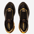 Vinci The Bellagio Black & Gold Leather Men Sneaker