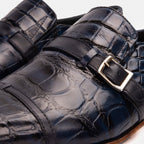 Vinci The Strat Single Monk Strap Cap Toe Navy Leather Handmade Men Shoe