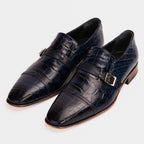 Vinci The Strat Single Monk Strap Cap Toe Navy Leather Handmade Men Shoe