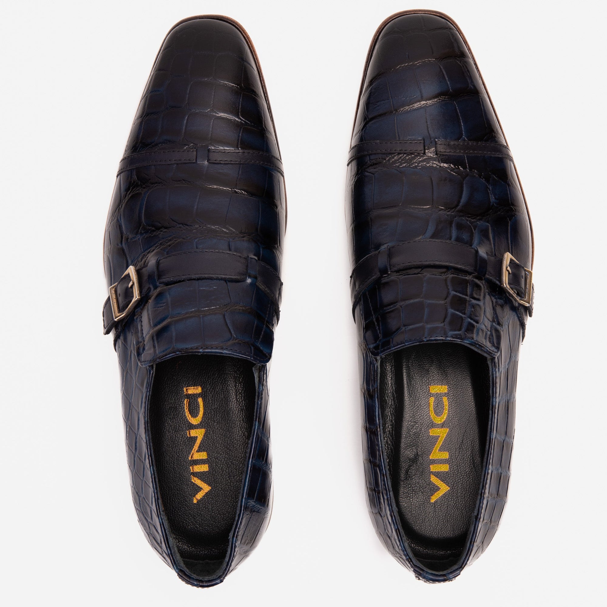 Vinci The Strat Single Monk Strap Cap Toe Navy Leather Handmade Men Shoe