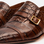 Vinci The Strat Single Monk Strap Cap Toe Brown Leather Handmade Men Shoes