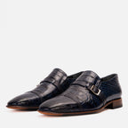 Vinci The Strat Single Monk Strap Cap Toe Navy Leather Handmade Men Shoe