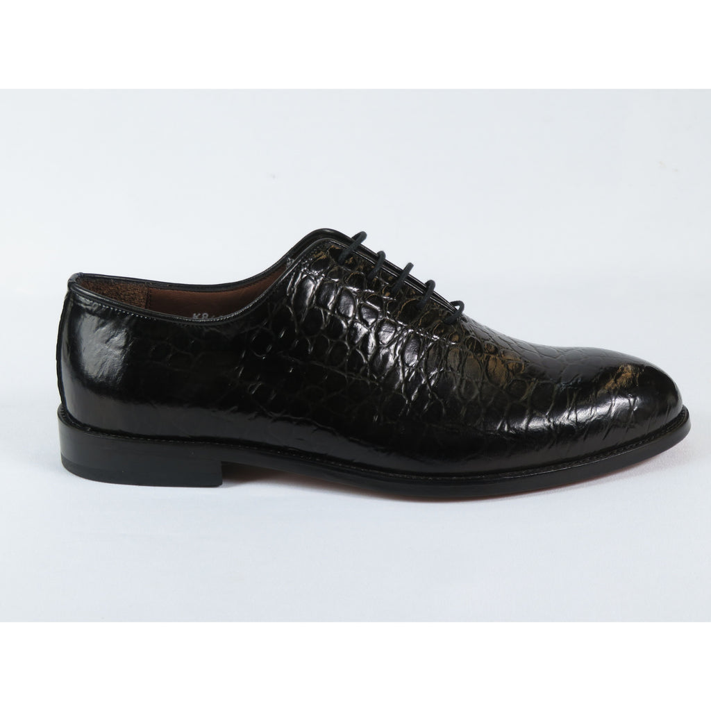 Men's Shoes By SHENBINS Genuine Leather Hand Made in Turkey 0319 Black Crocodile