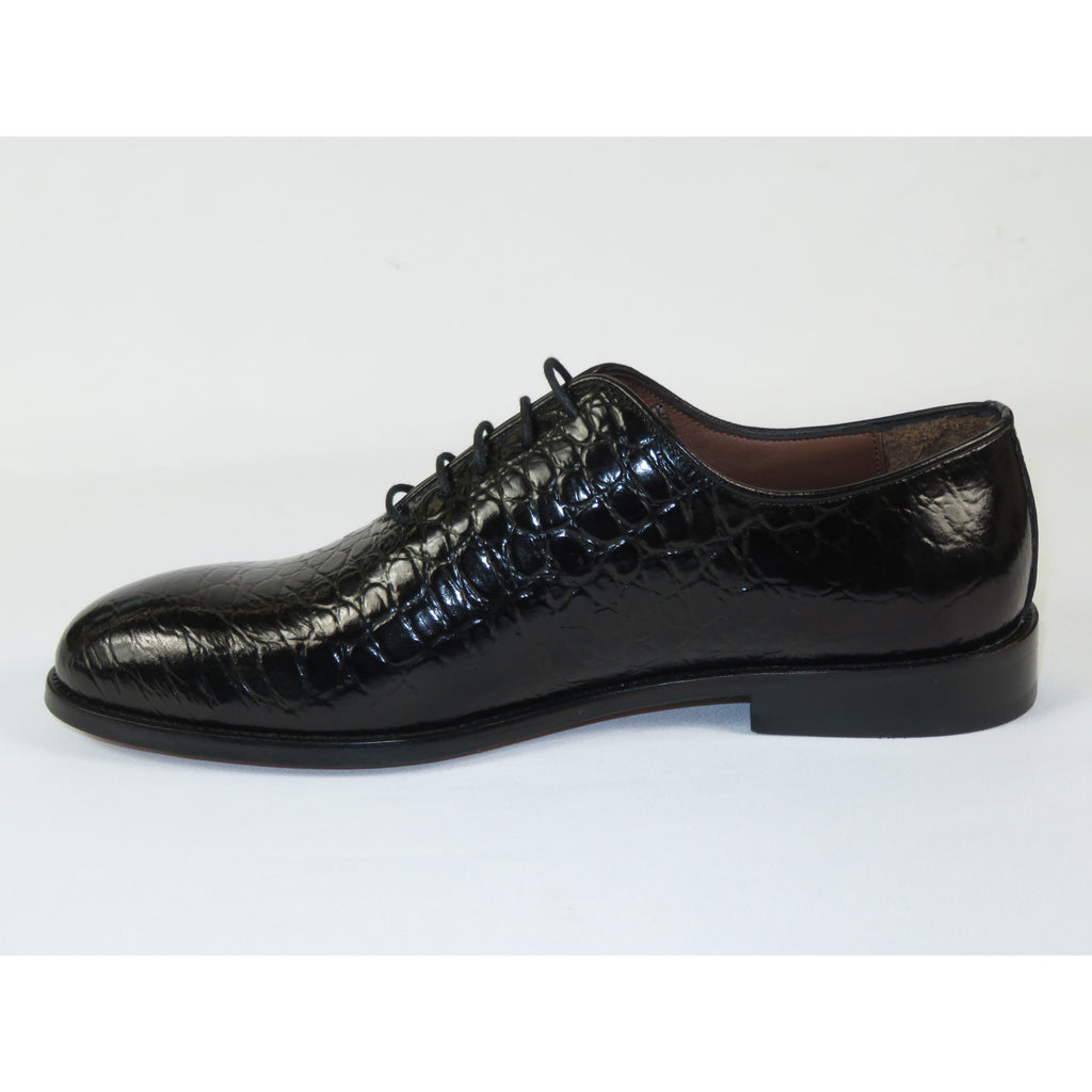 Men's Shoes By SHENBINS Genuine Leather Hand Made in Turkey 0319 Black Crocodile