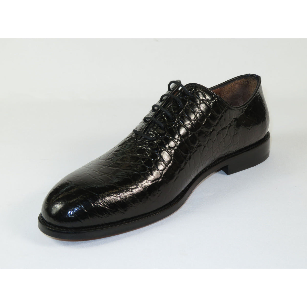 Men's Shoes By SHENBINS Genuine Leather Hand Made in Turkey 0319 Black Crocodile
