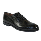 Men's Shoes By SHENBINS Genuine Leather Hand Made in Turkey 0319 Black Crocodile