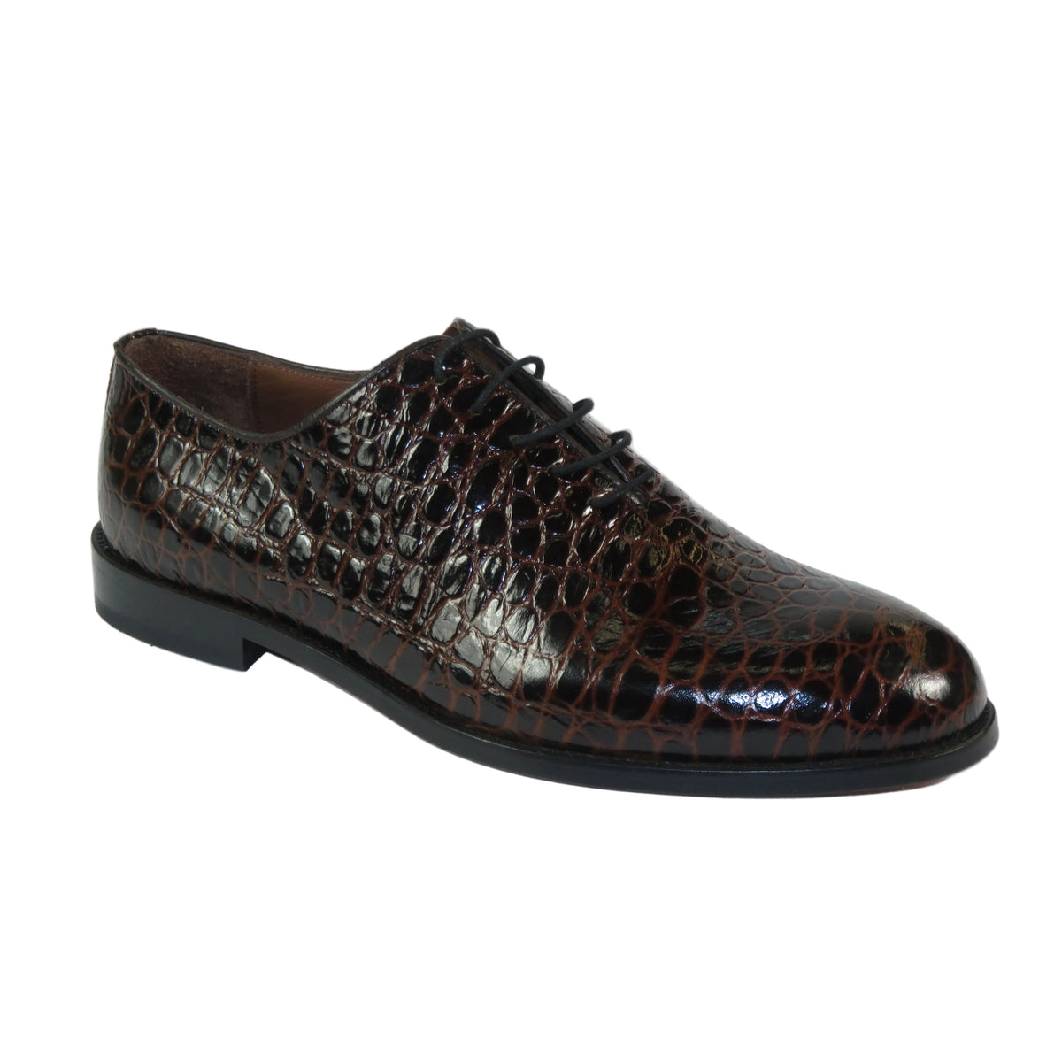 Men's Shoes By SHENBINS Genuine Leather Hand Made in Turkey 0319 Brown Crocodile