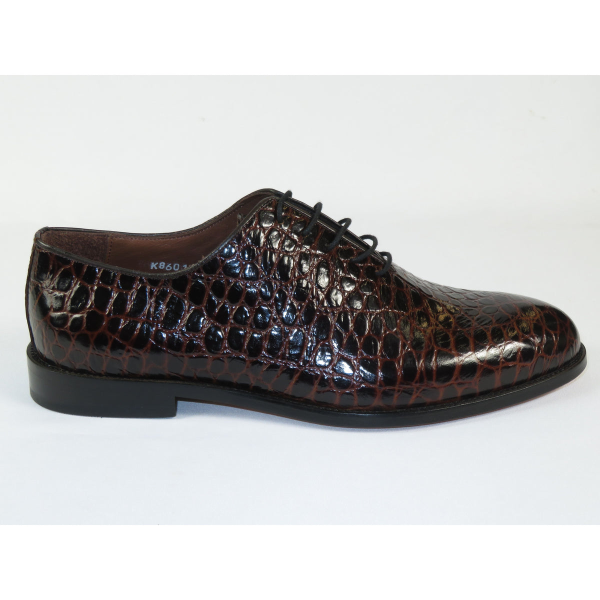 Men's Shoes By SHENBINS Genuine Leather Hand Made in Turkey 0319 Brown Crocodile