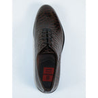 Men's Shoes By SHENBINS Genuine Leather Hand Made in Turkey 0319 Brown Crocodile