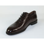 Men's Shoes By SHENBINS Genuine Leather Hand Made in Turkey 0319 Brown Crocodile