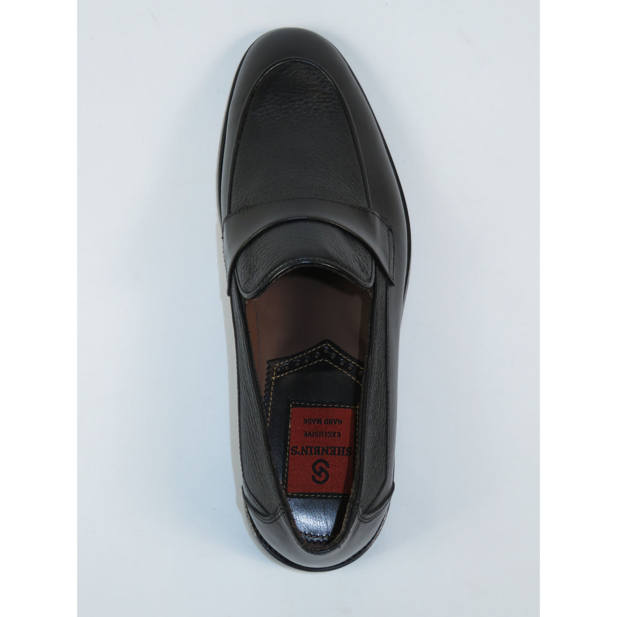 Men's Shoes By SHENBINS Soft Buffalo & Deer Leather Hand Made Slip On 0421 Black
