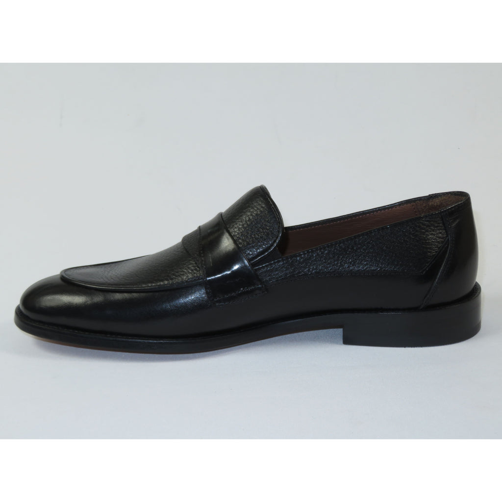 Men's Shoes By SHENBINS Soft Buffalo & Deer Leather Hand Made Slip On 0421 Black