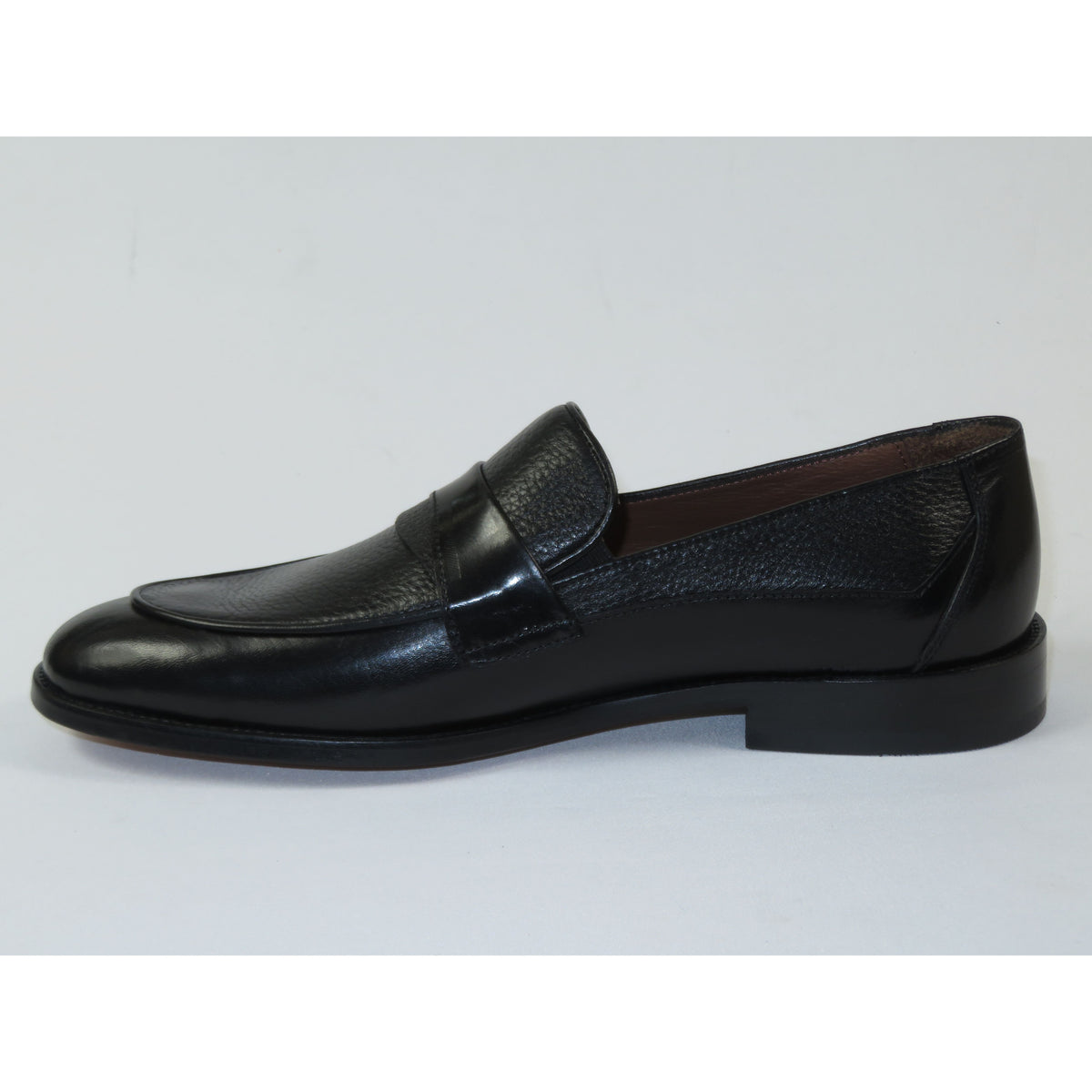 Men's Shoes By SHENBINS Soft Buffalo & Deer Leather Hand Made Slip On 0421 Black