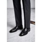 Men's Shoes By SHENBINS Soft Buffalo & Deer Leather Hand Made Slip On 0421 Black