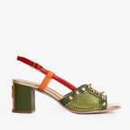 Vinci The Linea Green Leather Women Slingback Sandal