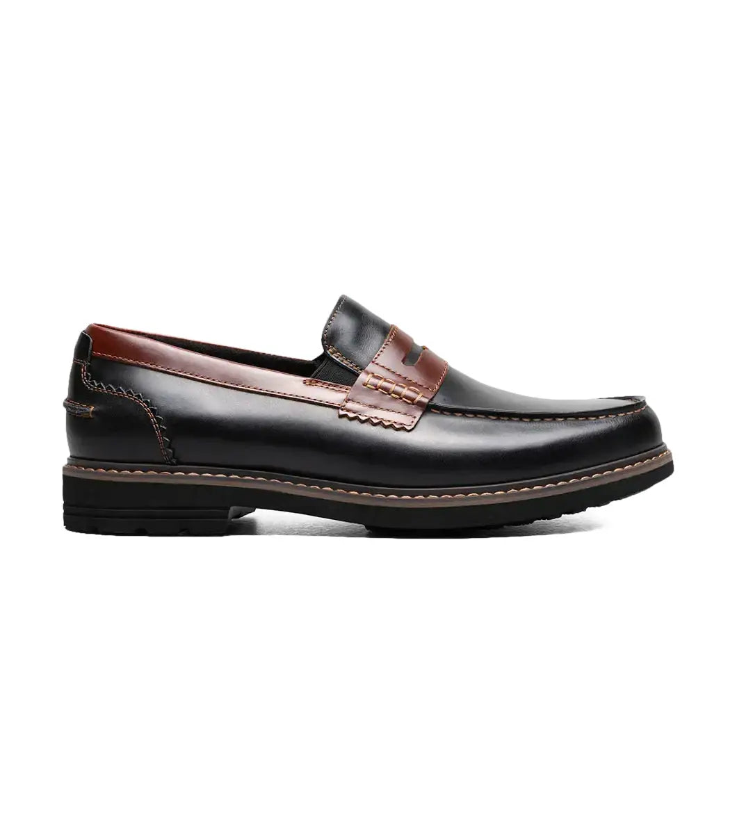 Nunn Bush Odin II Moc Toe Penny Loafer Shoes Black Multi 85154-009