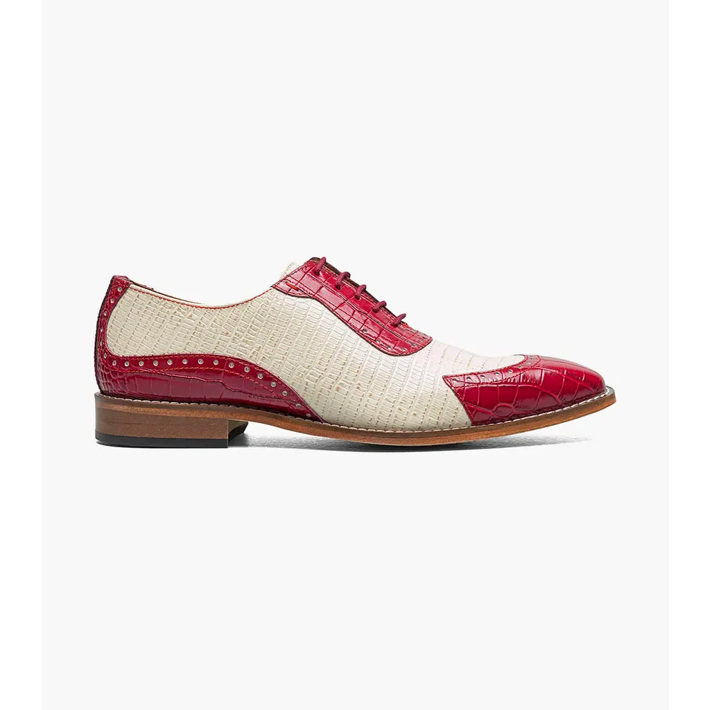 Stacy Adams Tarango Modified Cap Toe Oxford Shoes Raspberry/Ivory 25770-695