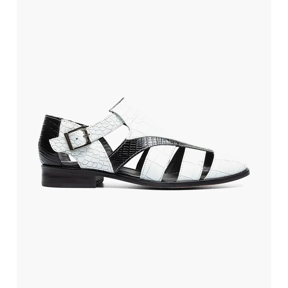 Stacy Adams Calandro City Summer Sandal Black And White 25695-111