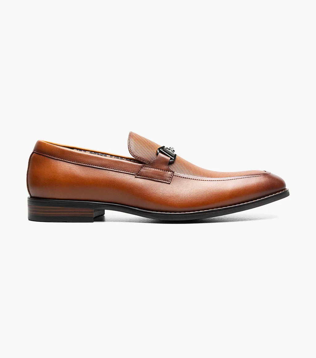 Stacy Adams Lawton Moc Toe Bit Slip-On Dress Shoes Cognac 25796-221