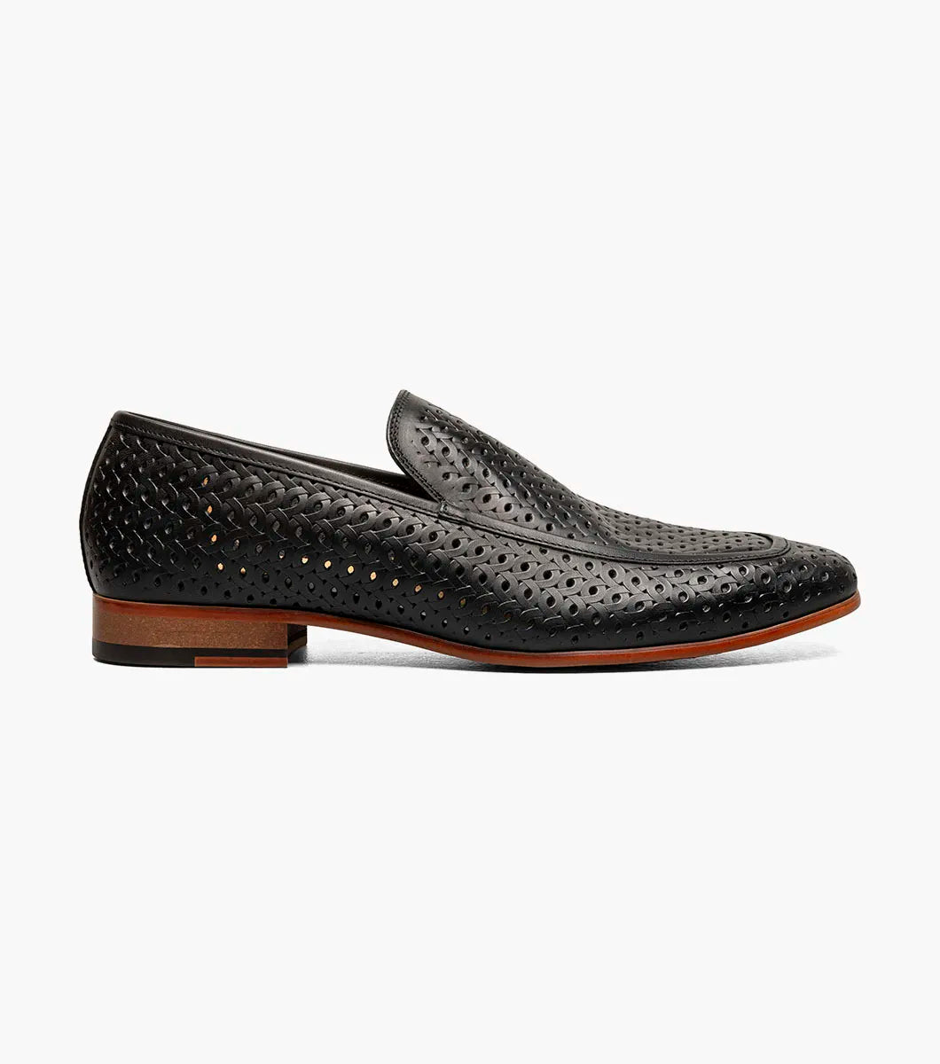 Stacy Adams Winden Moc Toe Perf Slip On Shoes oversized Black 25645-001