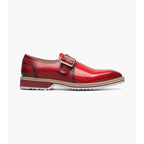 Stacy Adams Bartram Plain Toe Monk Strap Patent Shoes Red 25724-600