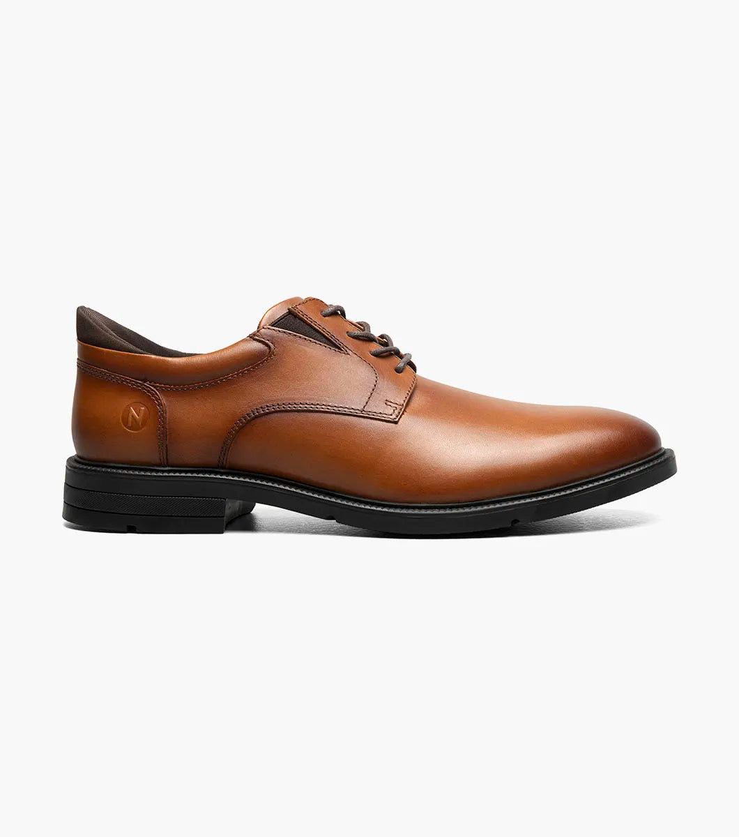 Nunn Bush KORE EZ Icon Plain Toe Oxford Shoes Cognac 85144-221