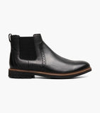 Nunn Bush Otis II Plain Toe Chelsea Boot Black Tumbled Leather 85091-007