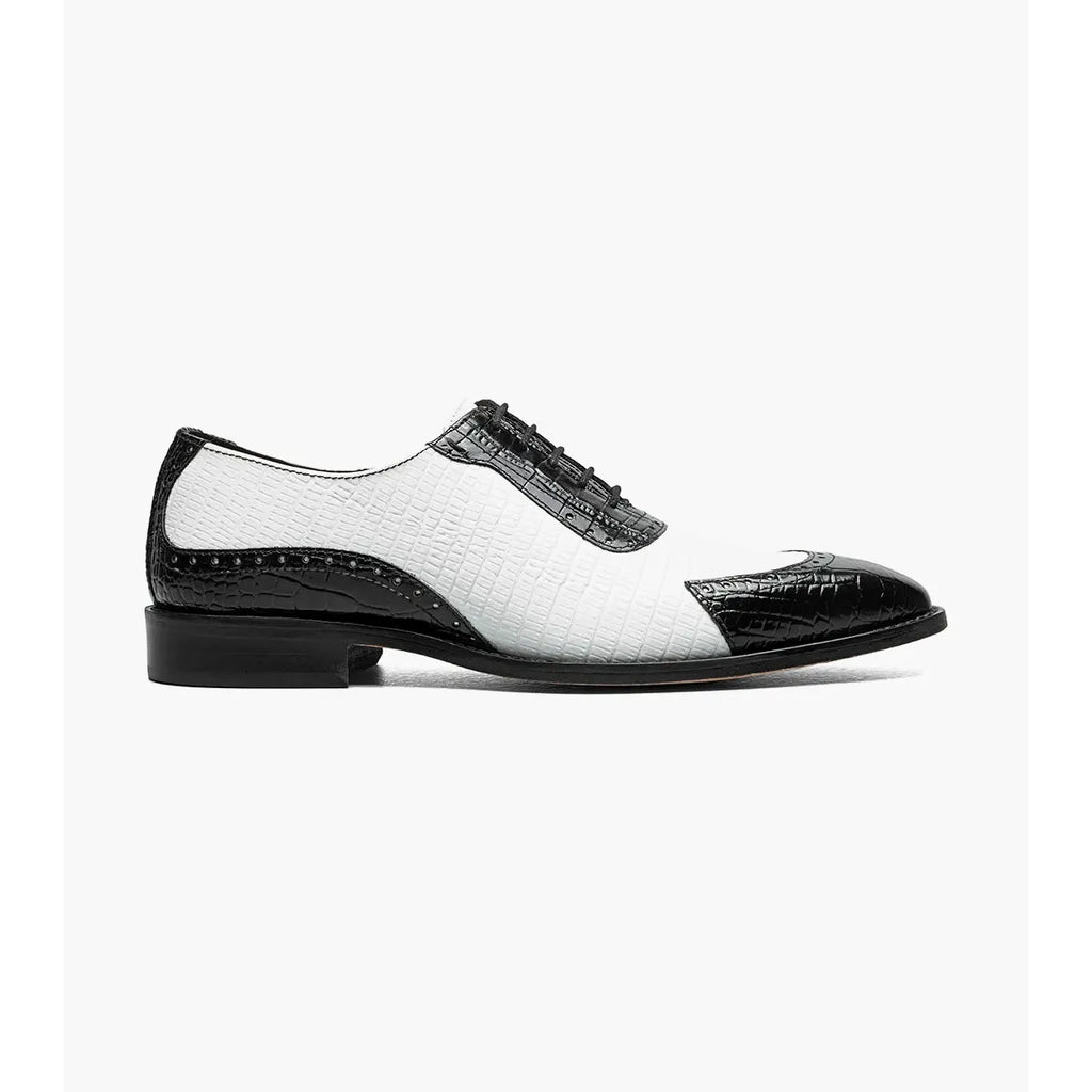 Stacy Adams Tarango Modified Cap Toe Oxford Shoes Black White 25770-111