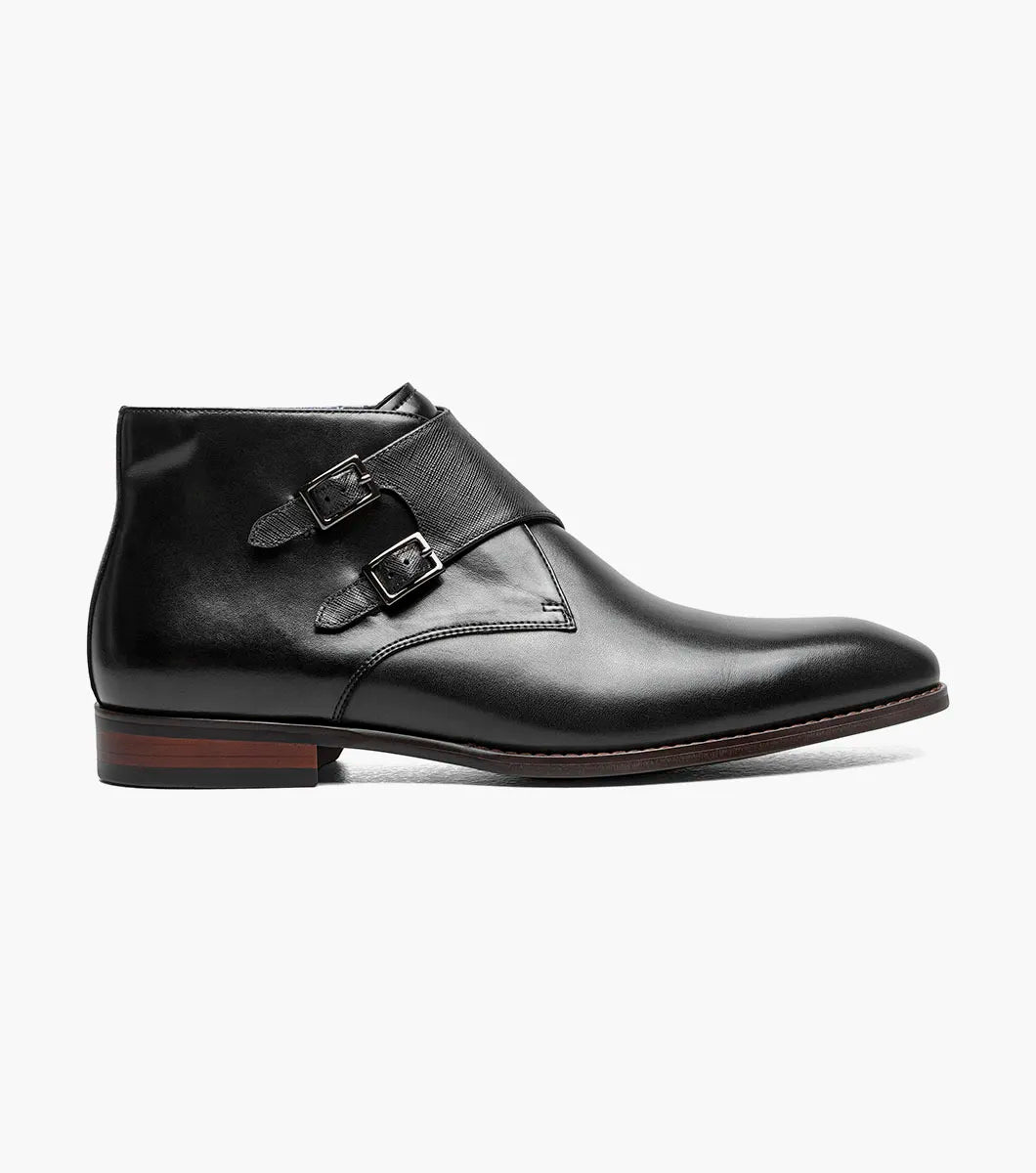 Stacy Adams Kaius Plain Toe Double Monk Strap Boot Black 25733-001