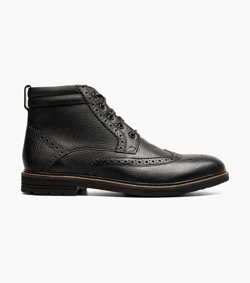 Nunn Bush Odell II Wingtip Boot Lightweight Black Tumbled 85089-007
