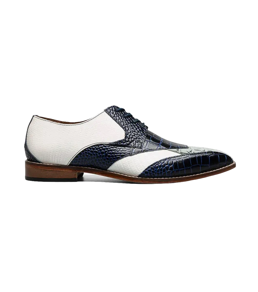 Stacy Adams Tristano Modified Bike Toe Oxford Shoes Dark Blue Multi 25694-469