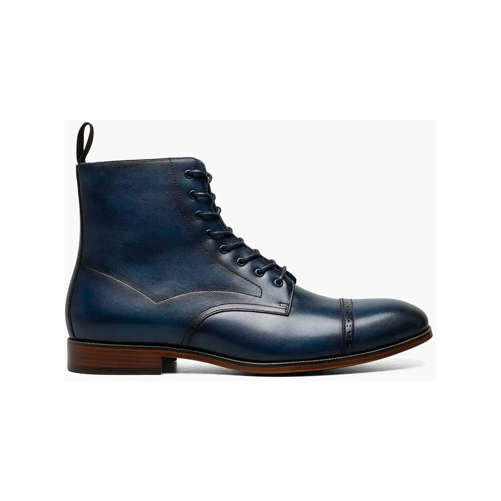 Stacy Adams Henry Cap Toe Lace Up Boot Leather Navy 25718-410