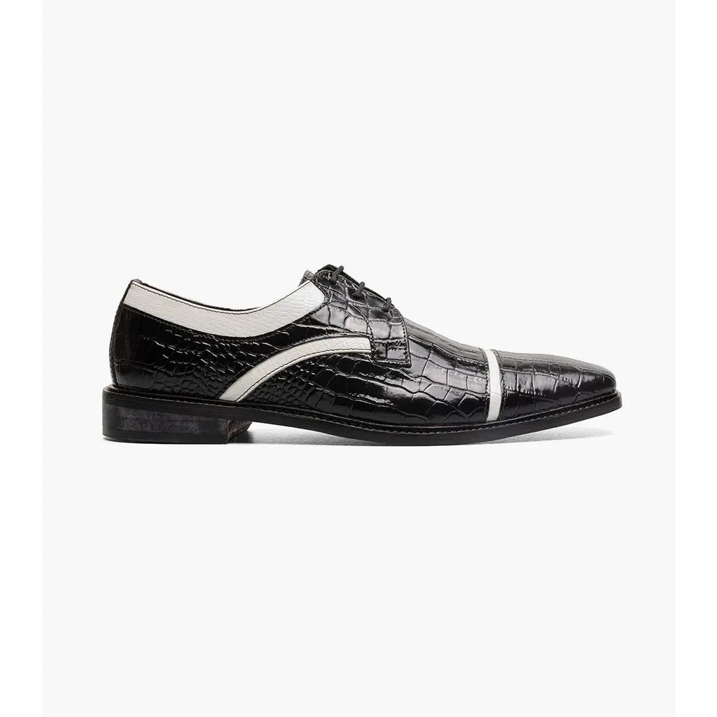 Stacy Adams Fiorentino Cap Toe Oxford Print Leather 25814-111 Black & White