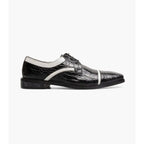 Stacy Adams Fiorentino Cap Toe Oxford Print Leather 25814-111 Black & White