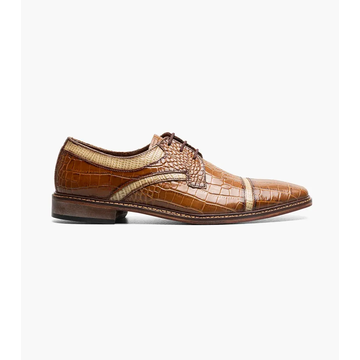 Stacy Adams Fiorentino Cap Toe Oxford Print Leather 25814-238 Tan Multi