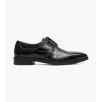 Stacy Adams Travato Wingtip Oxford Shoes Animal Print Leather Black 25737-001