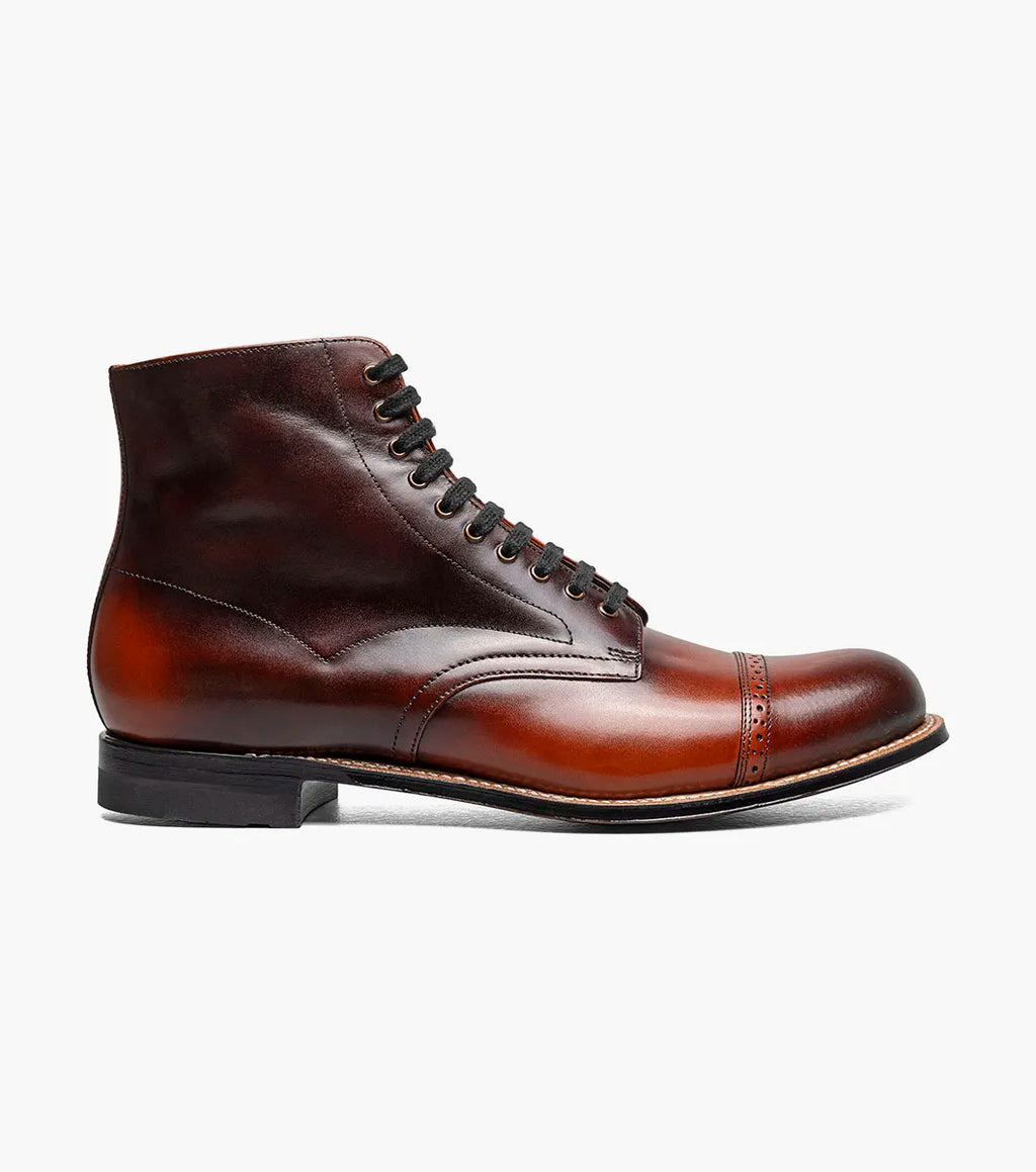 Stacy Adams Madison Cap Toe Lace Up Boot Tone On Tone Cognac 00110-221