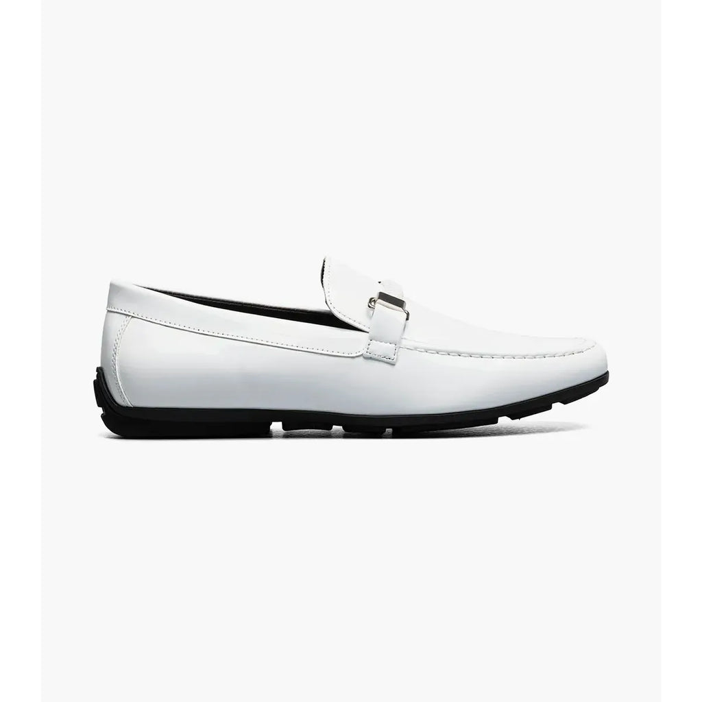 Stacy Adams Sheridan Moc Toe Bit Slip On Shoes White Patent 25761-122