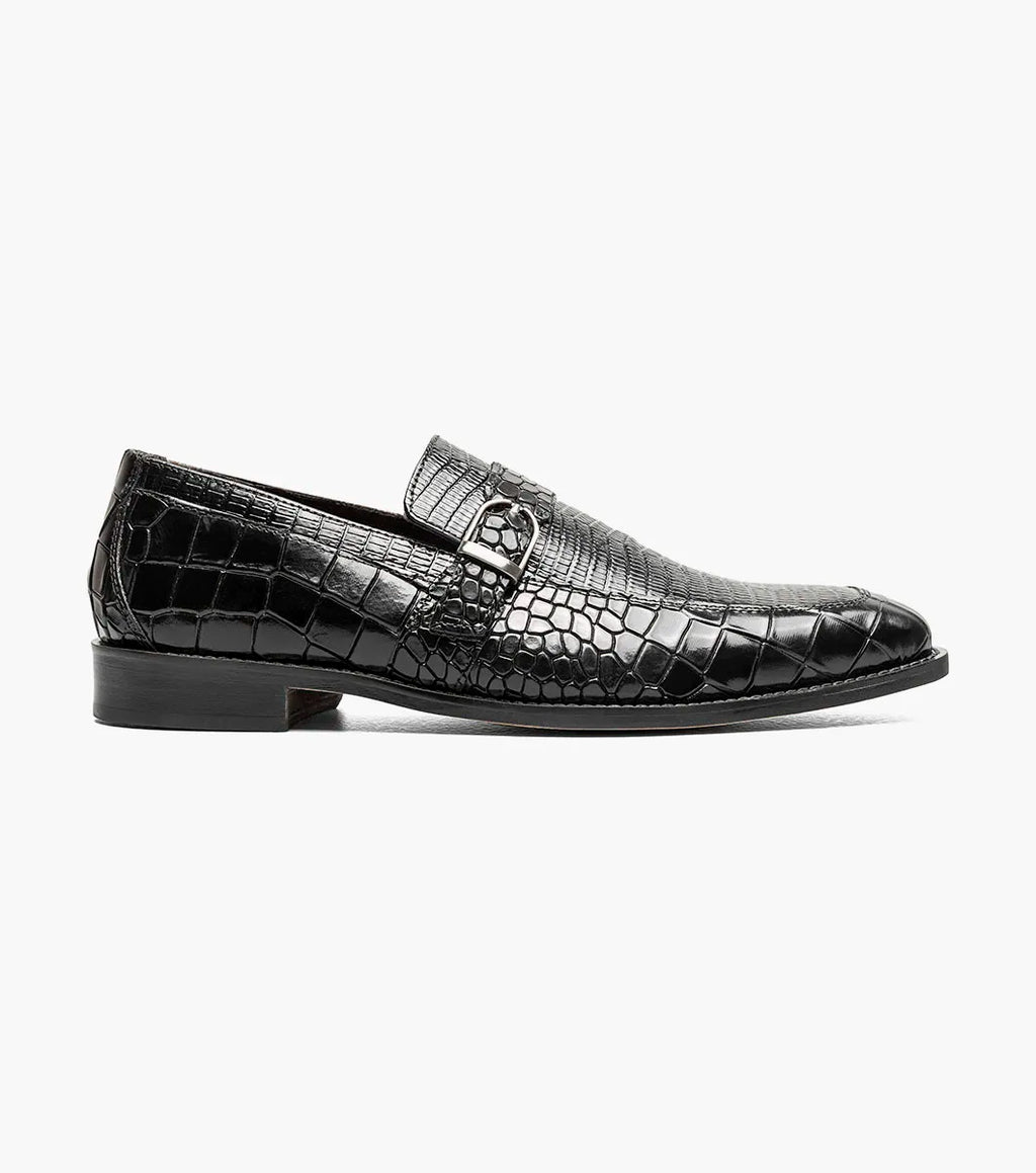 Stacy Adams Rubiano Moc Toe Buckle Strap Slip On Dark Black 25787-001