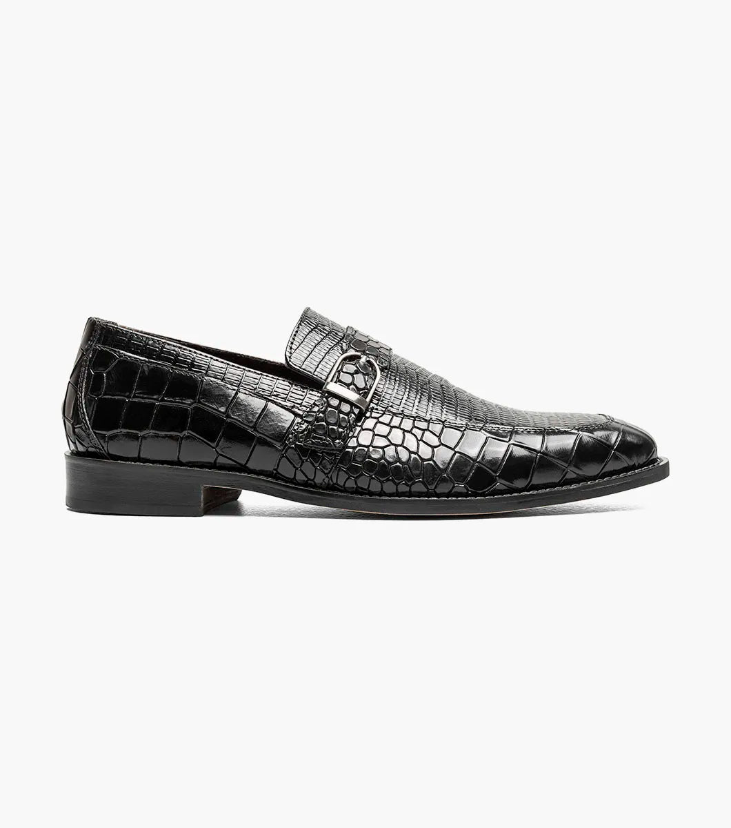 Stacy Adams Rubiano Moc Toe Buckle Strap Slip On Dark Black 25787-001