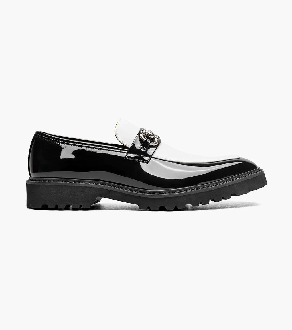 Stacy Adams Carabello Moc Toe Bit Slip On Black and White  25804-111