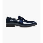 Stacy Adams Spratley Moc Toe Saddle Slip On Dress Shoes Navy 25686-410