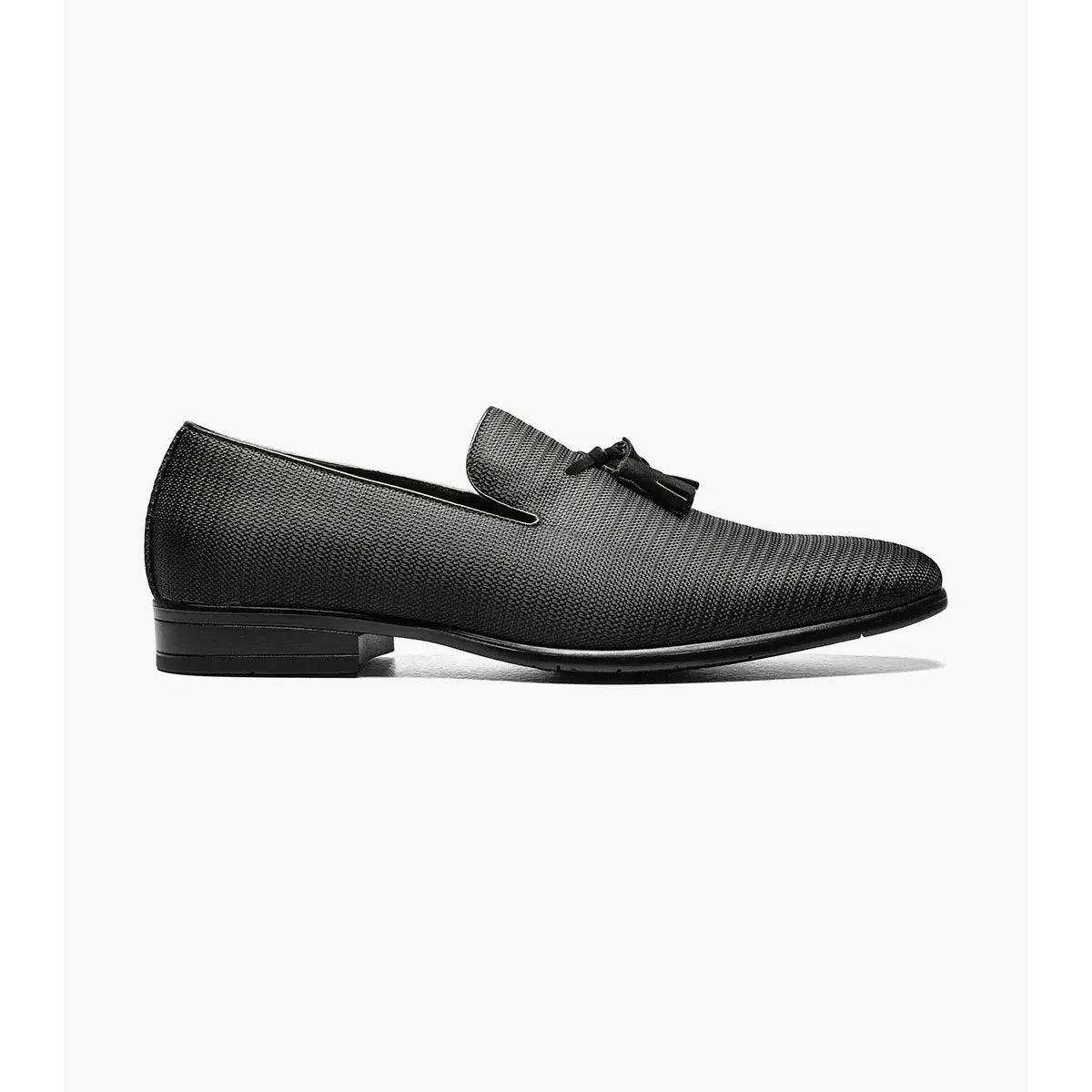 Stacy Adams Tazewell Plain Toe Tassel Tuxedo Shoes Slip On Black 25343-001