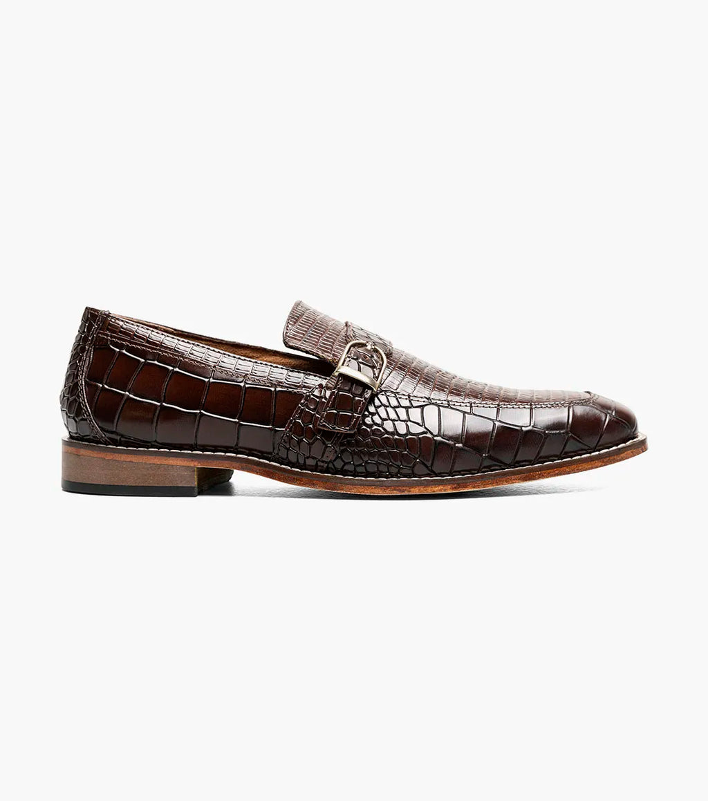 Stacy Adams Rubiano Moc Toe Buckle Strap Slip On Dark Brown 25787-200