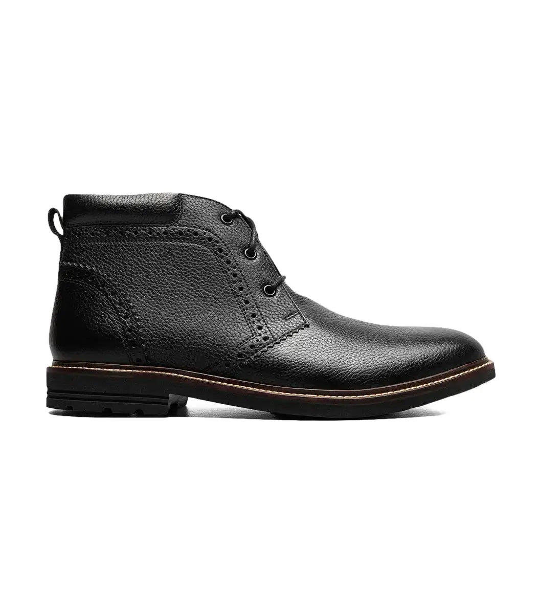 Nunn Bush Ozark II Plain Toe Chukka Boot Leather Black Tumbled 85090-007