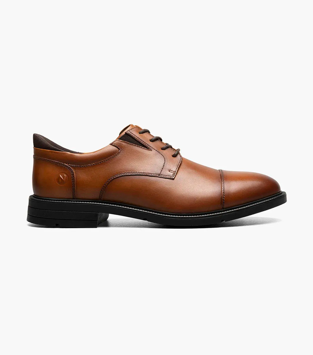 Nunn Bush KORE EZ Icon Cap Toe Oxford  Shoes Leather Dressy Cognac 85150-221
