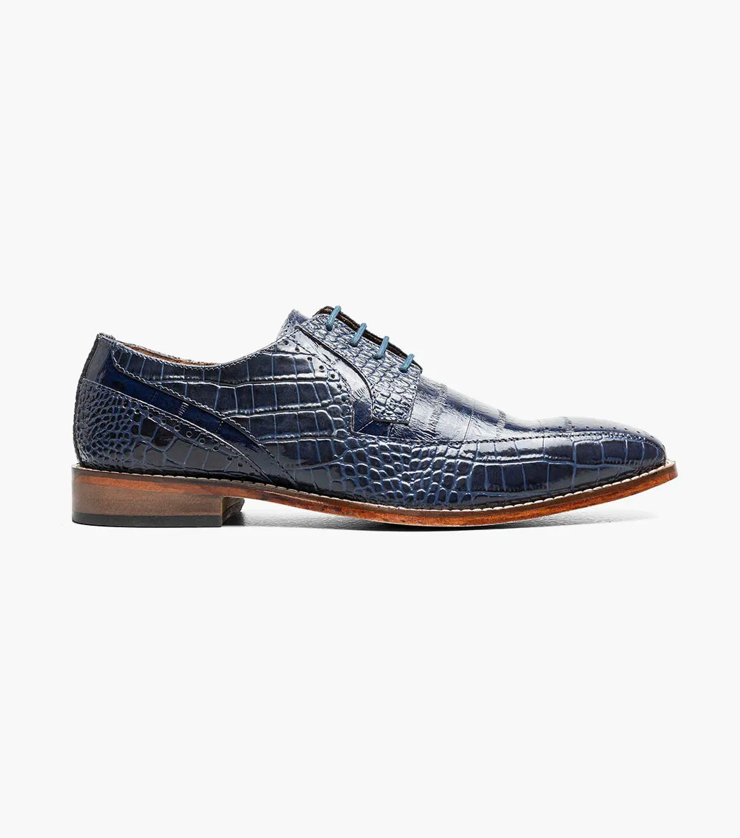 Stacy Adams Talamanco Bike Toe Oxford Animal Print Blue 25788-400